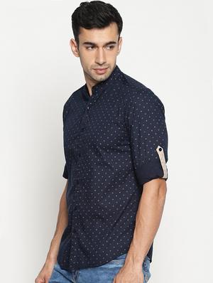 navy blue cotton casual shirt - 15519473 - Standard Image - 2