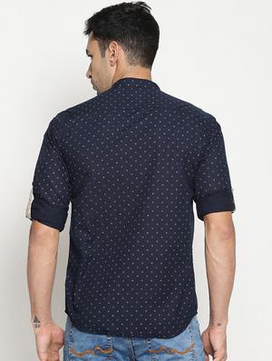 navy blue cotton casual shirt - 15519473 - Standard Image - 3