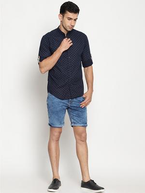 navy blue cotton casual shirt - 15519473 - Standard Image - 4