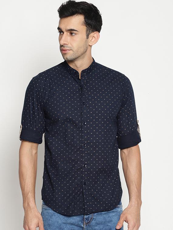 navy blue cotton casual shirt - 15519473 - Zoom Image - 1