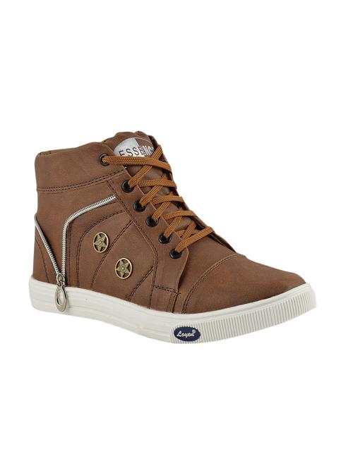 tan leatherette lace up sneakers - 15519550 - Standard Image - 1