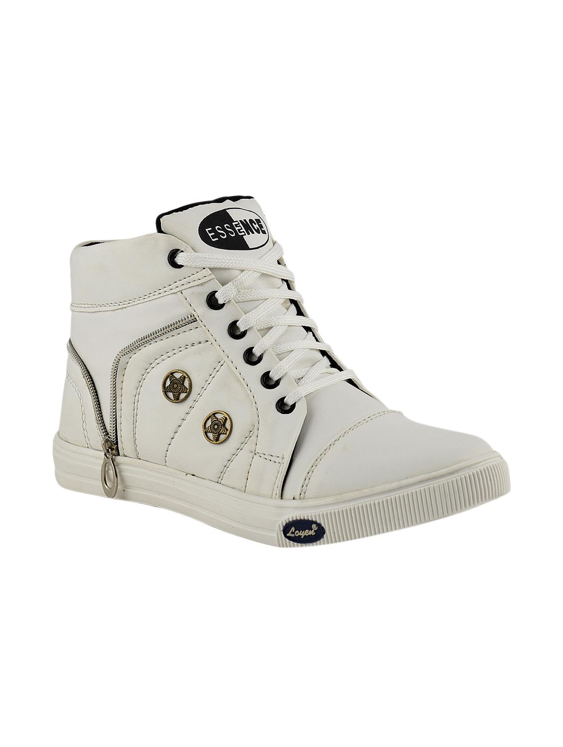 white leatherette lace up sneakers - 15519551 - Zoom Image - 1