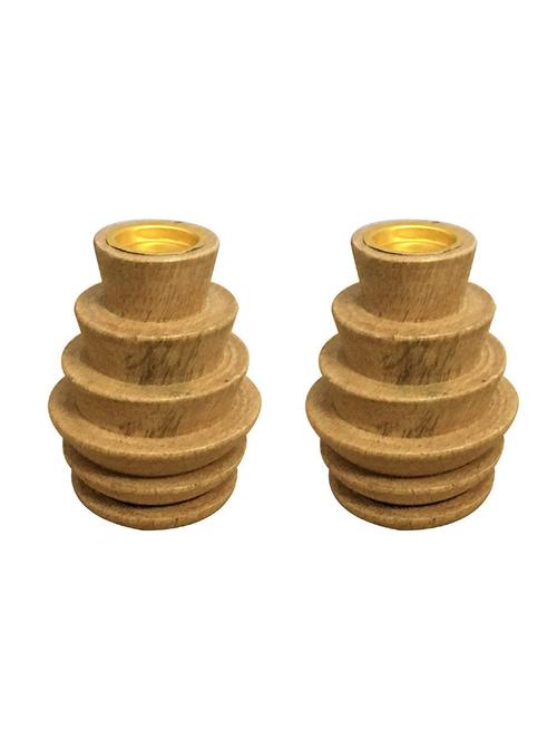 fashionframe wooden t-light candle holder set of 2 - 15520207 - Standard Image - 1