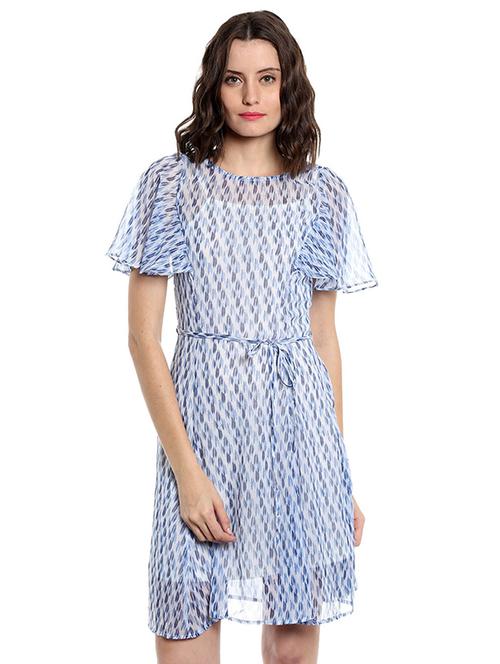 flutter sleeved printed dress - 15520443 - Standard Image - 1