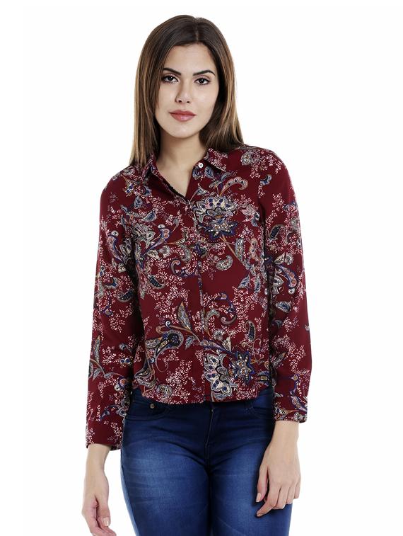 concealed placket printed shirt - 15521005 - Zoom Image - 1