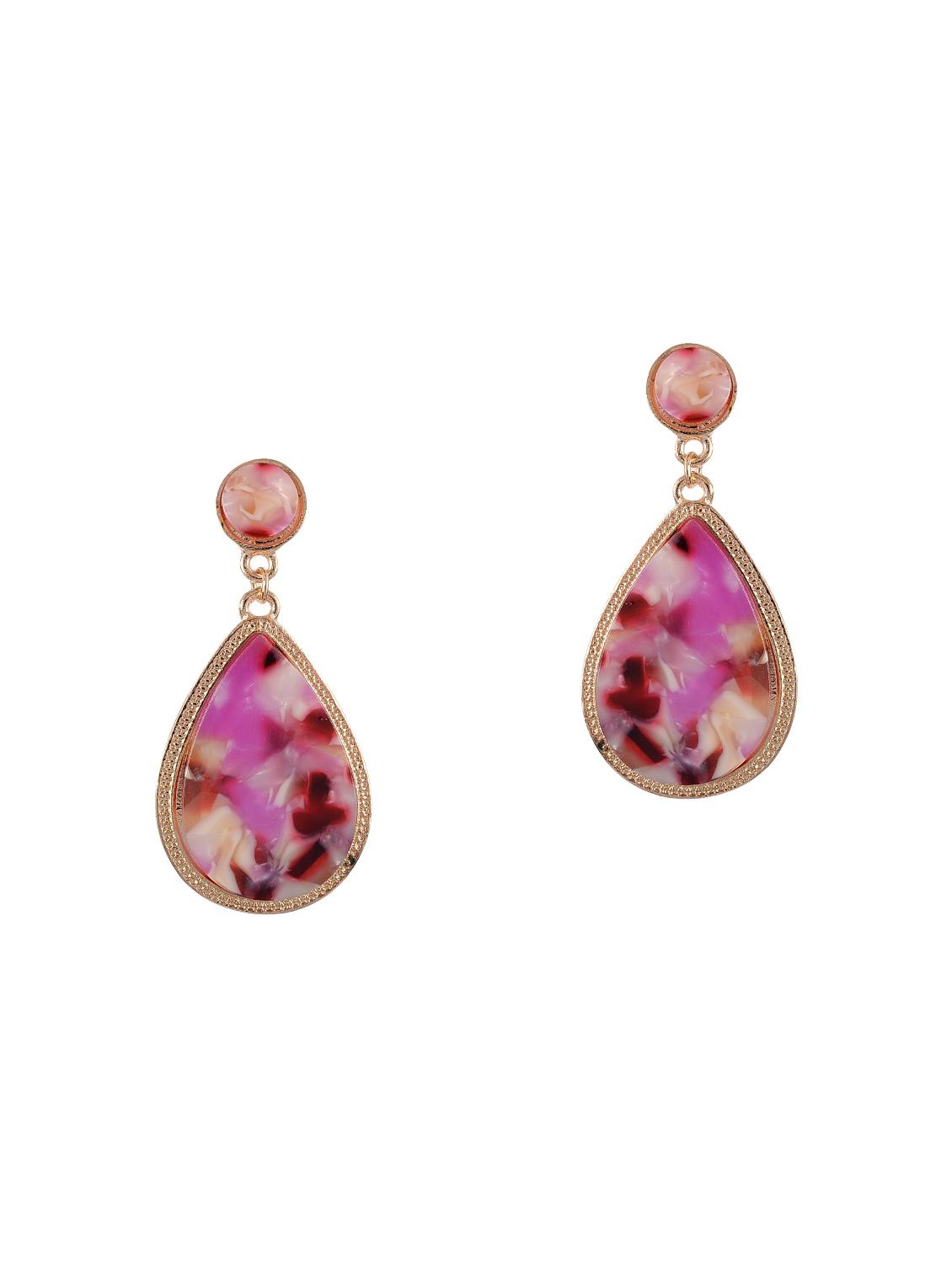 pink gold tone stone earrings - 15521773 - Zoom Image - 1