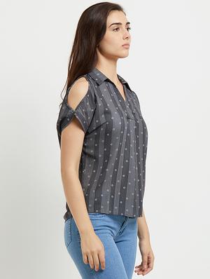 shirt collared printed top - 15521912 - Standard Image - 2