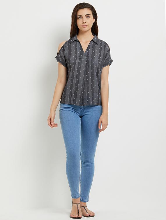shirt collared printed top - 15521912 - Zoom Image - 4