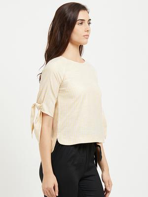 tie up sleeved striped top - 15521914 - Standard Image - 2