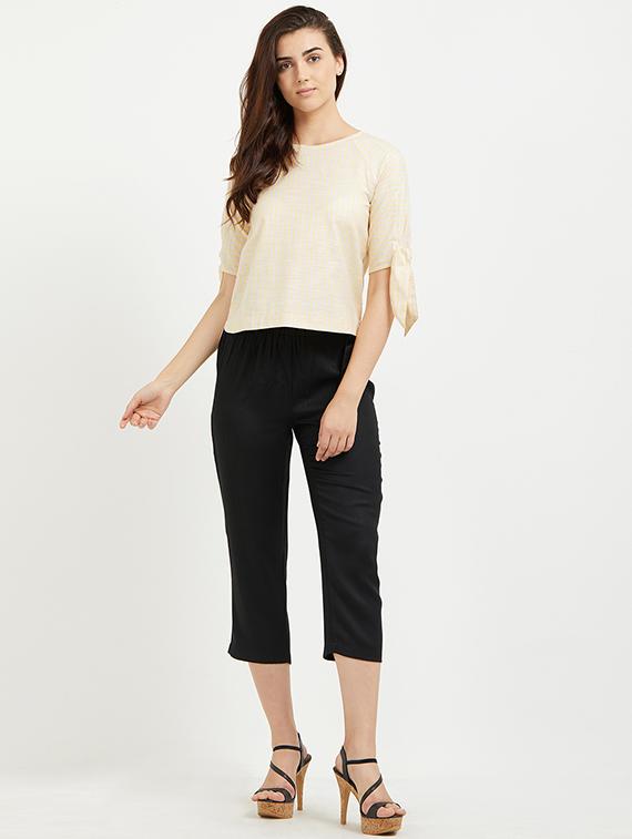 tie up sleeved striped top - 15521914 - Zoom Image - 4