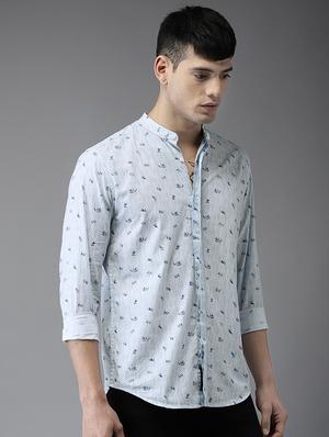 blue cotton casual shirt - 15521933 - Standard Image - 2