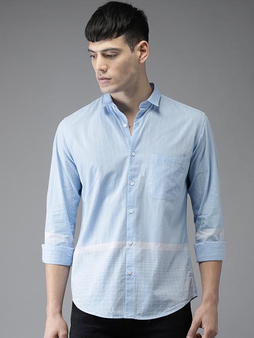 blue cotton casual shirt - 15521963 - Standard Image - 1