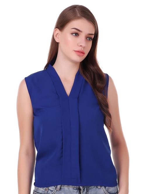 pleated front sleeveless top - 15522401 - Standard Image - 1