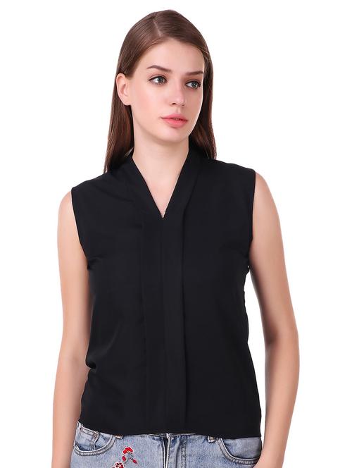 pleated front sleeveless top - 15522402 - Standard Image - 1
