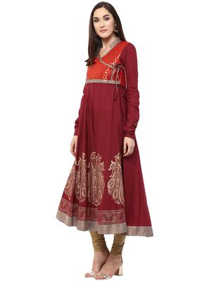 brocade yoke chudidar sleeves kurta - 15523771 - Standard Image - 2