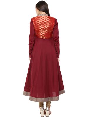 brocade yoke chudidar sleeves kurta - 15523771 - Standard Image - 3