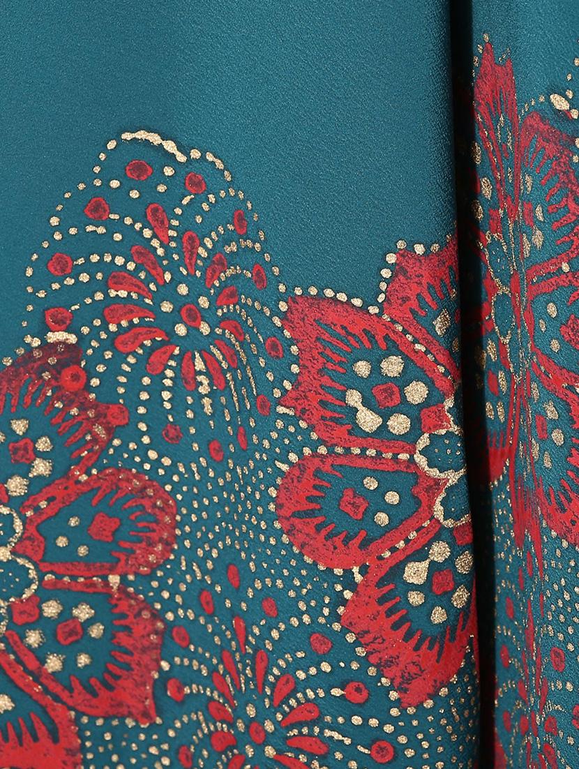 teal high low block print kurta - 15523777 - Zoom Image - 5