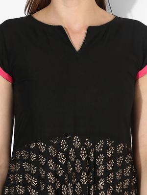 foil print flared kurta - 15523782 - Standard Image - 4