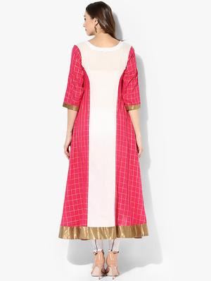 high low foil print kurta - 15523790 - Standard Image - 3
