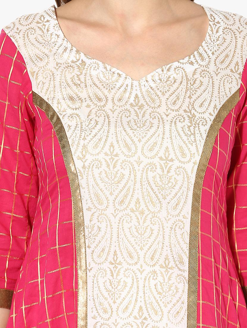 high low foil print kurta - 15523790 - Zoom Image - 4