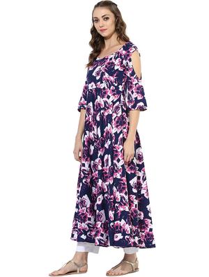 cold sleeves floral anarkali kurta - 15523799 - Standard Image - 2