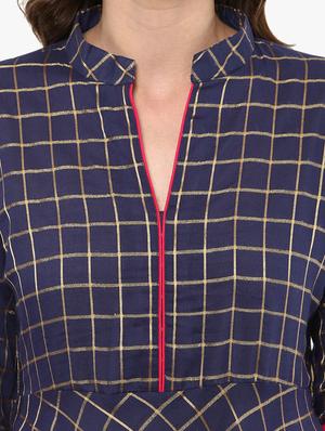 flared checkered kurta - 15523802 - Standard Image - 4