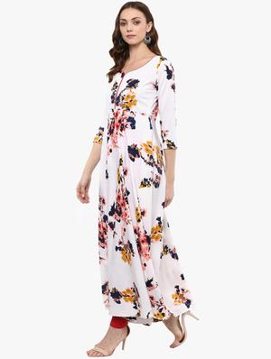 flared floral piping kurta - 15523807 - Standard Image - 2