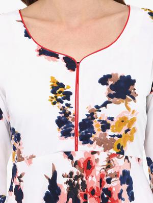 flared floral piping kurta - 15523807 - Standard Image - 4