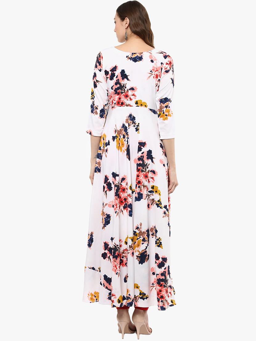 flared floral piping kurta - 15523807 - Zoom Image - 3
