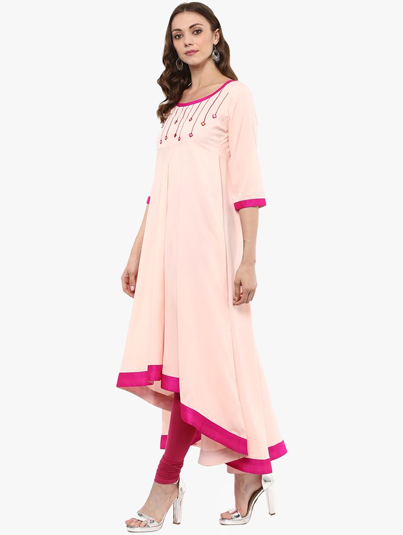 high low embroidered kurta - 15523817 - Zoom Image - 2