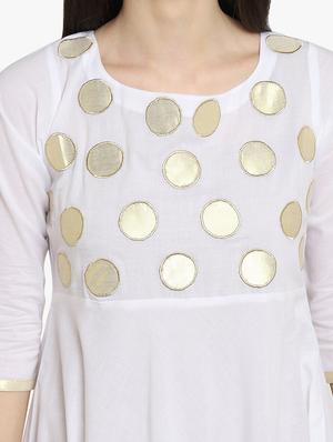 flared embroidered patches kurta - 15523829 - Standard Image - 4