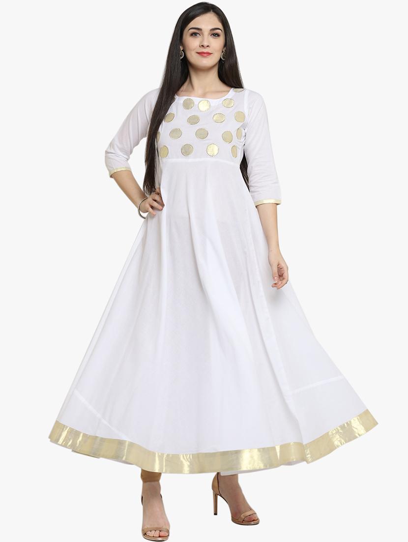 flared embroidered patches kurta - 15523829 - Zoom Image - 1