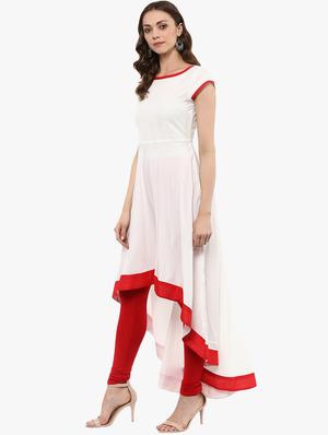high low hem detailing anarkali kurta - 15523837 - Standard Image - 2