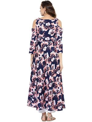 flared floral cold shoulder kurta - 15523845 - Standard Image - 3