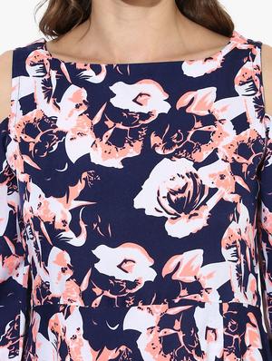 flared floral cold shoulder kurta - 15523845 - Standard Image - 4