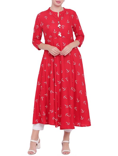Printed a-line kurta - 15523863 - Standard Image - 1