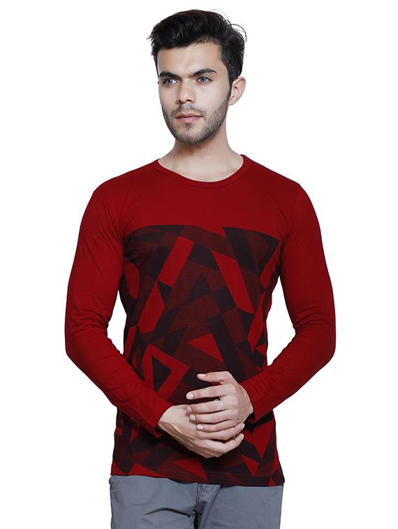 red cotton front print t-shirt - 15523944 - Zoom Image - 1