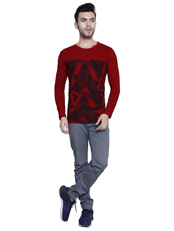 red cotton front print t-shirt - 15523944 - Zoom Image - 4