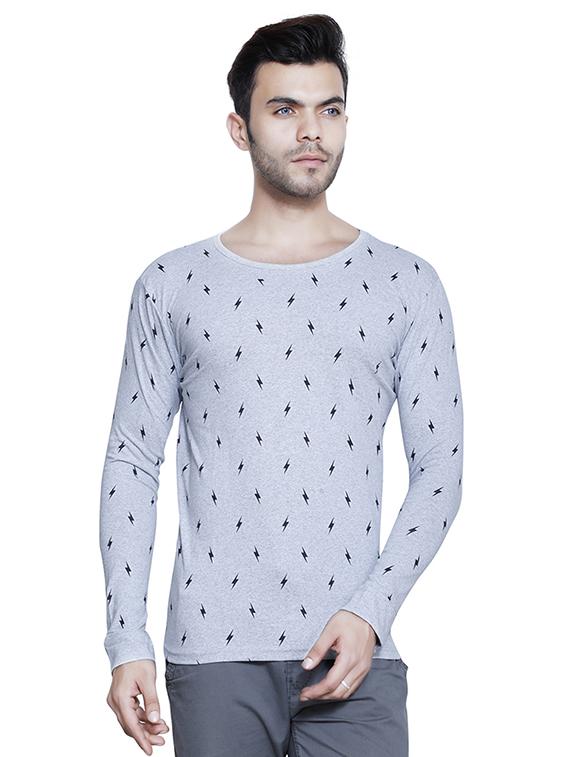 grey cotton front print t-shirt - 15523945 - Zoom Image - 1
