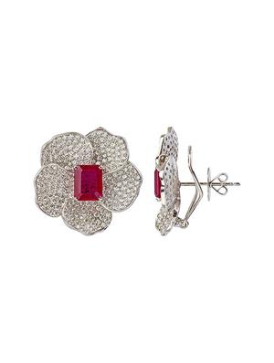 red silver tone stone earrings - 15524137 - Standard Image - 2