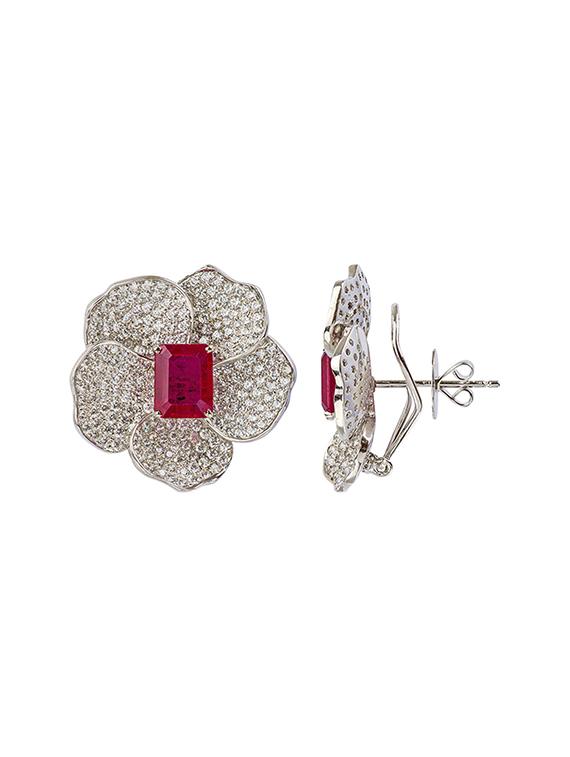 red silver tone stone earrings - 15524137 - Zoom Image - 2