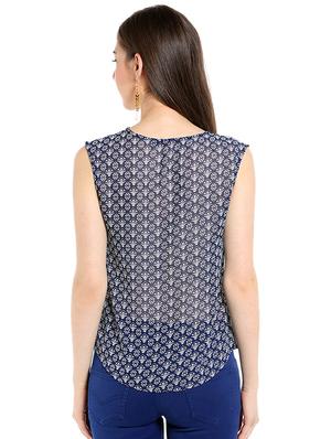 sheer paneled printed top - 15524215 - Standard Image - 3