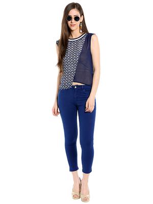 sheer paneled printed top - 15524215 - Standard Image - 4