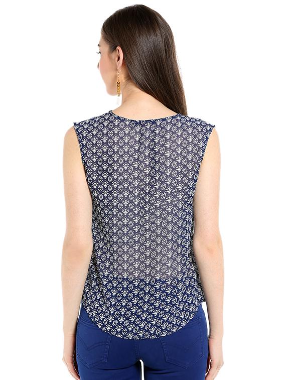 sheer paneled printed top - 15524215 - Zoom Image - 3