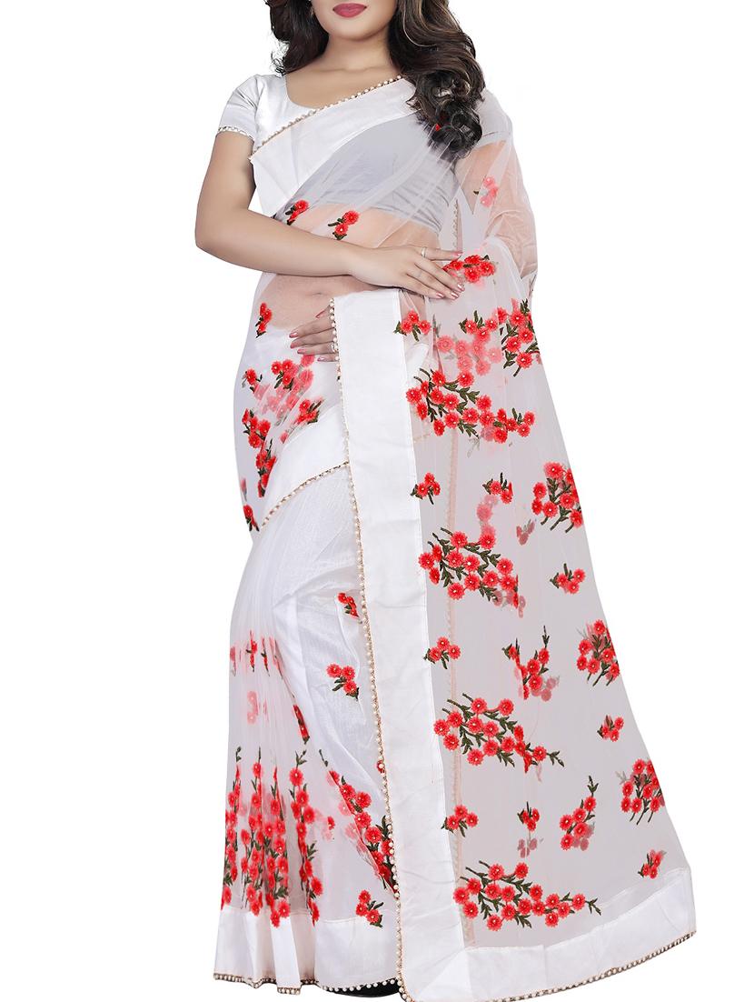 Floral embroidered saree with blouse - 15524856 - Zoom Image - 1