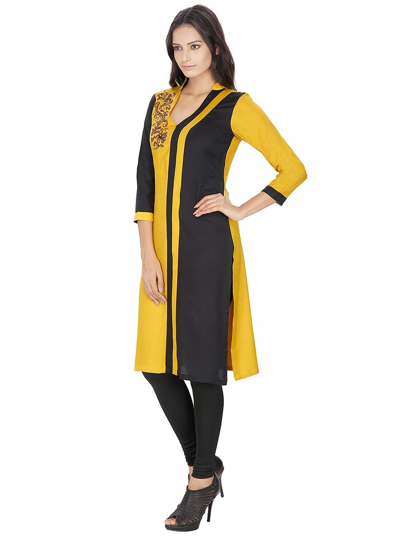 straight embroidered kurta - 15524870 - Zoom Image - 2
