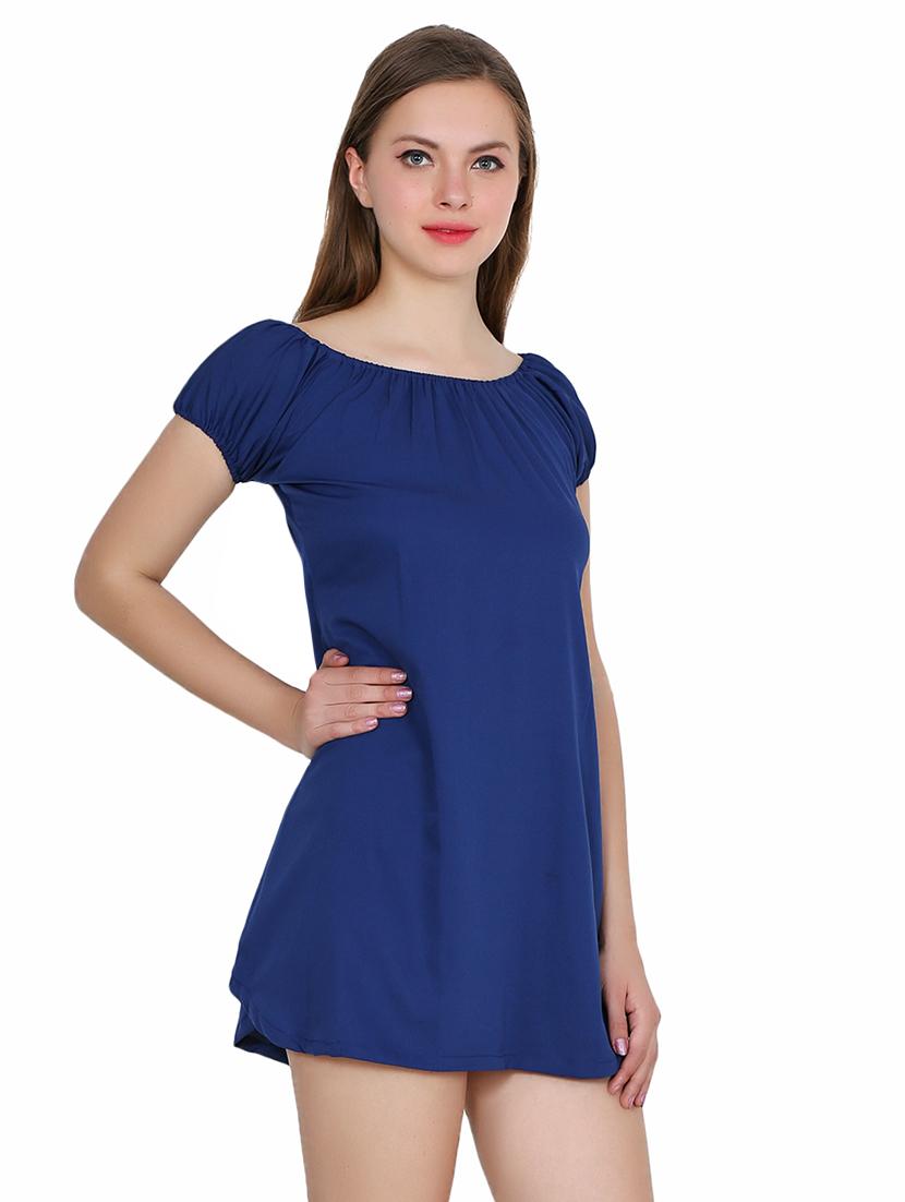 neck gathered detail a-line dress - 15524872 - Zoom Image - 2