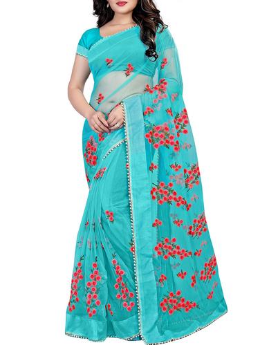 Floral embroidered saree with blouse - 15524977 - Very Small Image - 1