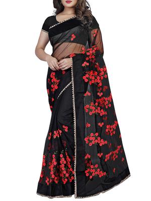 Floral embroidered saree with blouse - 15525034 - Standard Image - 1