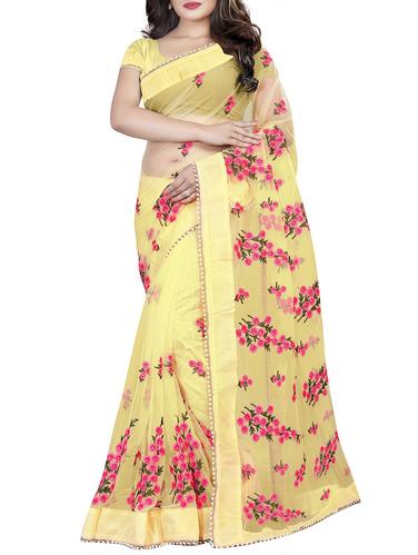 Floral embroidered saree with blouse - 15525208 - Very Small Image - 1